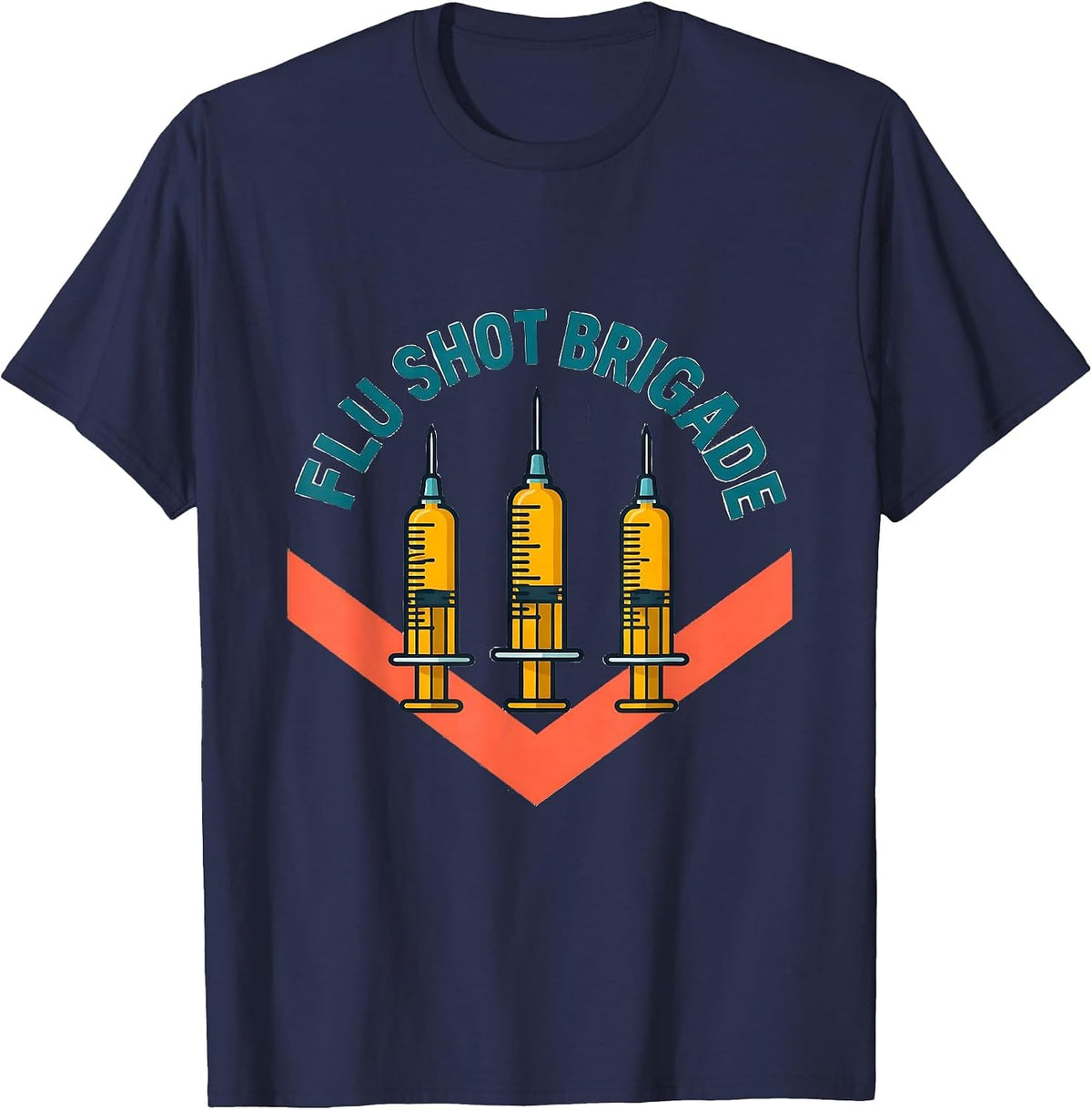Flu Shot Brigade Funny Nurse Doctor Healthcare Worker Humor T-Shirt - Navy Blue