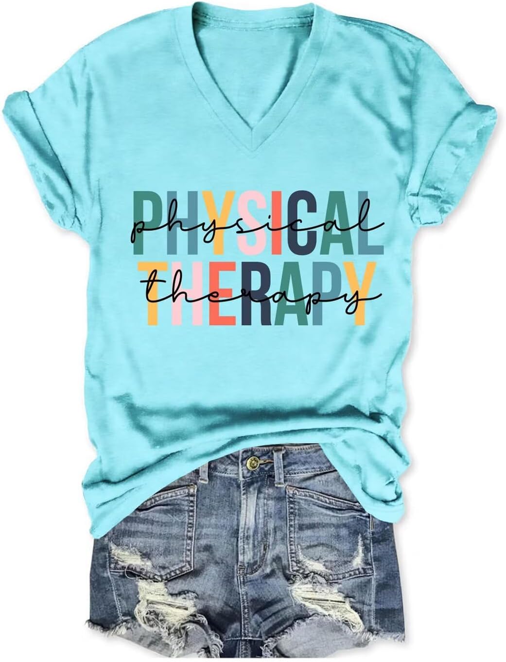 Physical Therapist V-Neck T-Shirt, Womens Funny Graphic Tees,Cute PT Student Shirt Birthday for Physical Therapist -