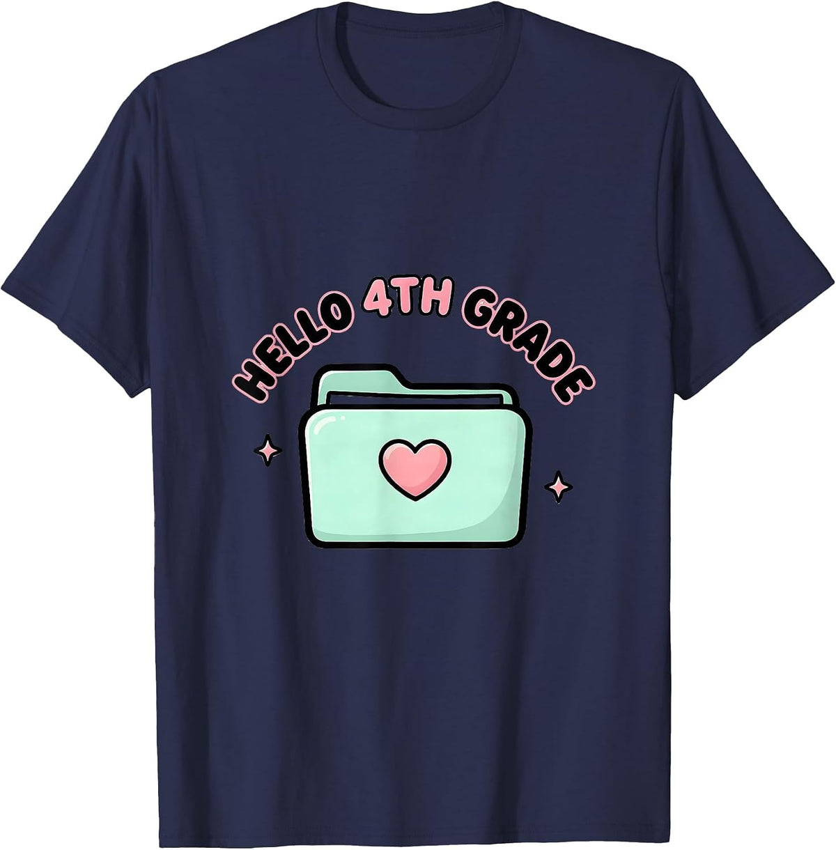 Men's Hello 4th Grade Cute Kawaii Back To School Grade Level Team T-Shirt - Navy Blue