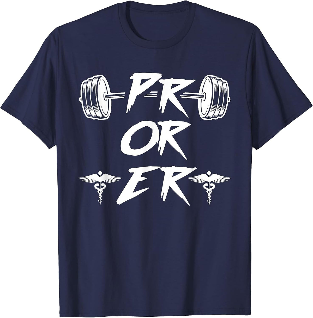 PR Or ER Weightlifting Gym T-Shirt - Navy Blue