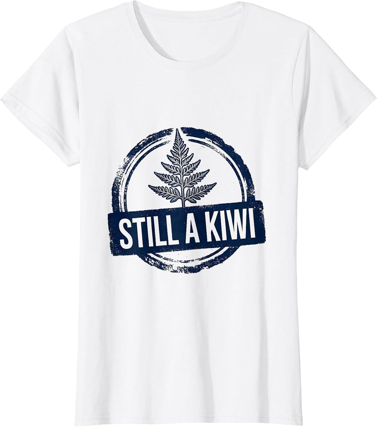 Still A Kiwi Rubber Stamp Fern Rugby Fan National Pride T-Shirt - White