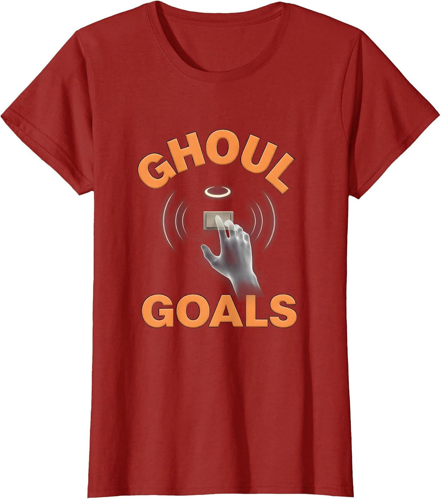 Ghoul Goals Minimalist Halloween SLP Costume Speech-Language T-Shirt, Women, Cranberry Red, Large - As Pictured