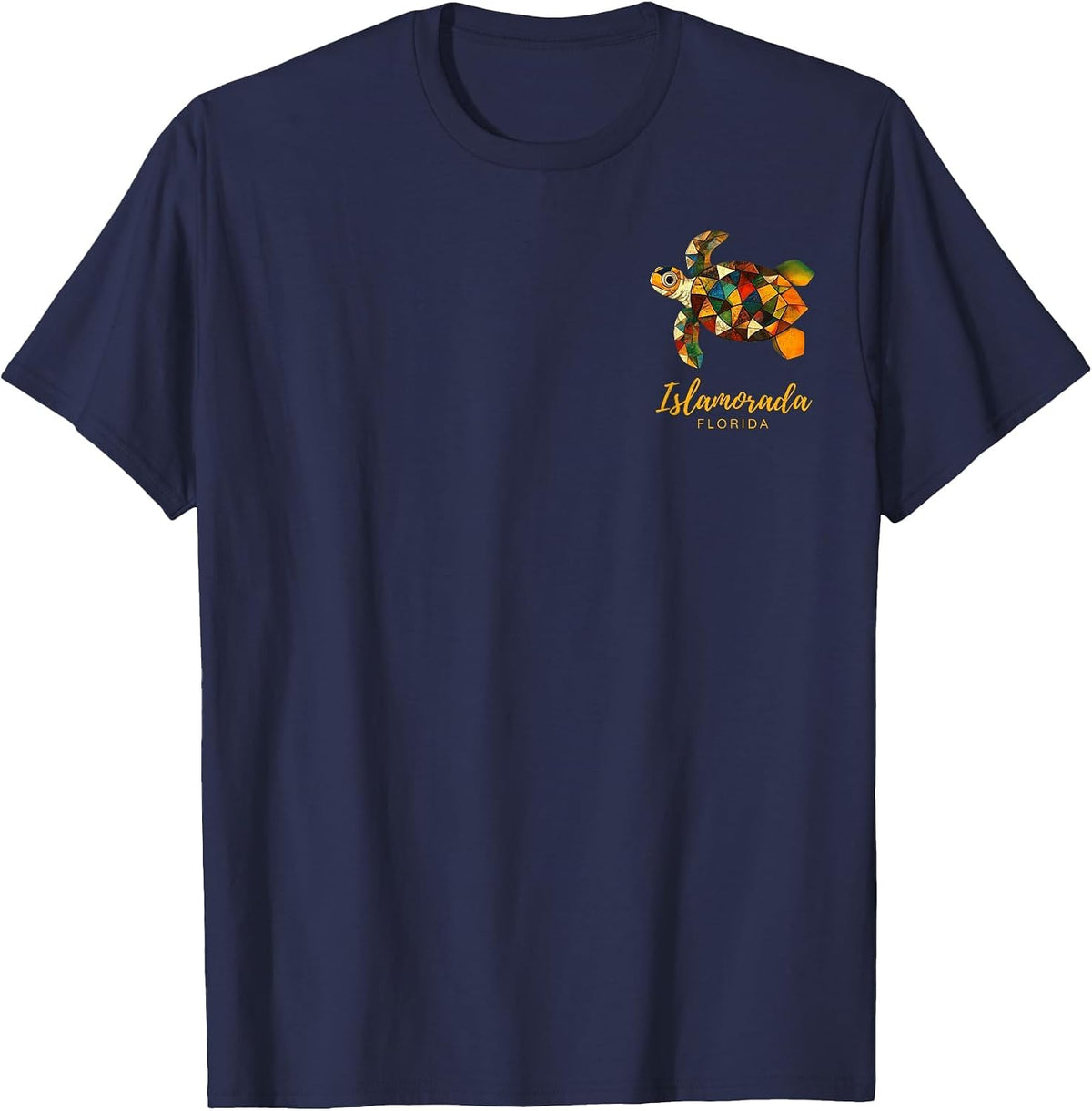 Islamorada FL Florida Keys Vintage Tribal Sea Turtle T-Shirt - Navy Blue