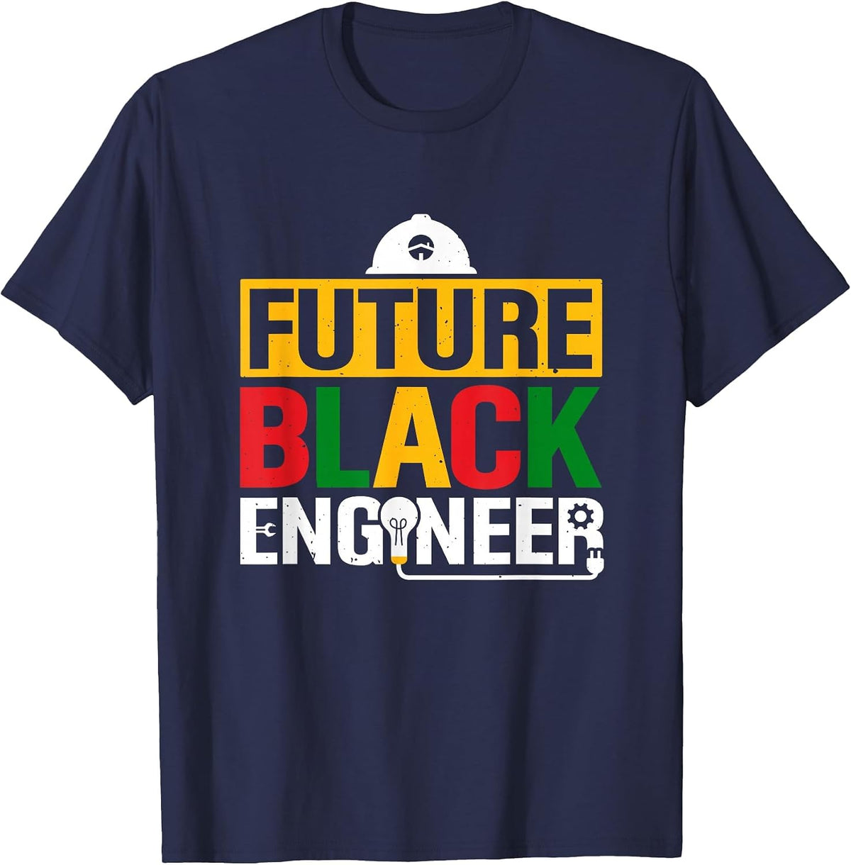 Future Black Engineer African American Engineering Student T-Shirt - Navy Blue