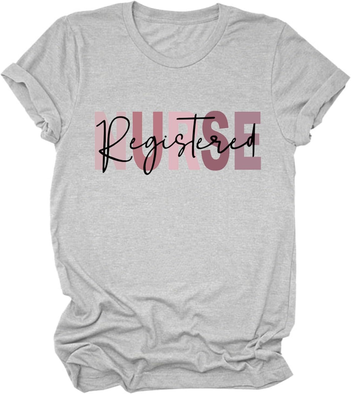 Registered Nurse Shirts for Women RN Nurses Cute Graphic Tees Nursing School T-Shirts Casual Short Sleeve Tops - Gray