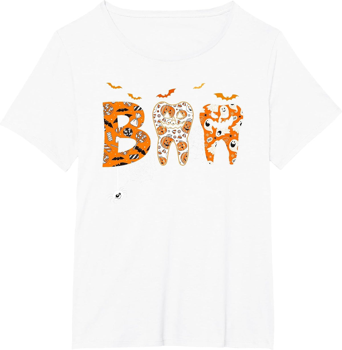 Boo Teeth Pumpkin Dentist Dental Hygienist Halloween Costume T-Shirt - White
