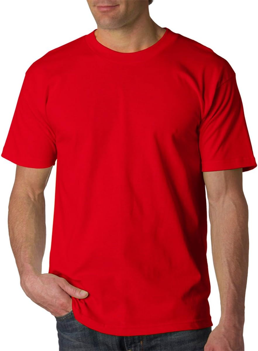Bayside USA-Made SS Tee, Men's Classic Yellow Solid Crew Neck T-Shirt, S-5XL - Red