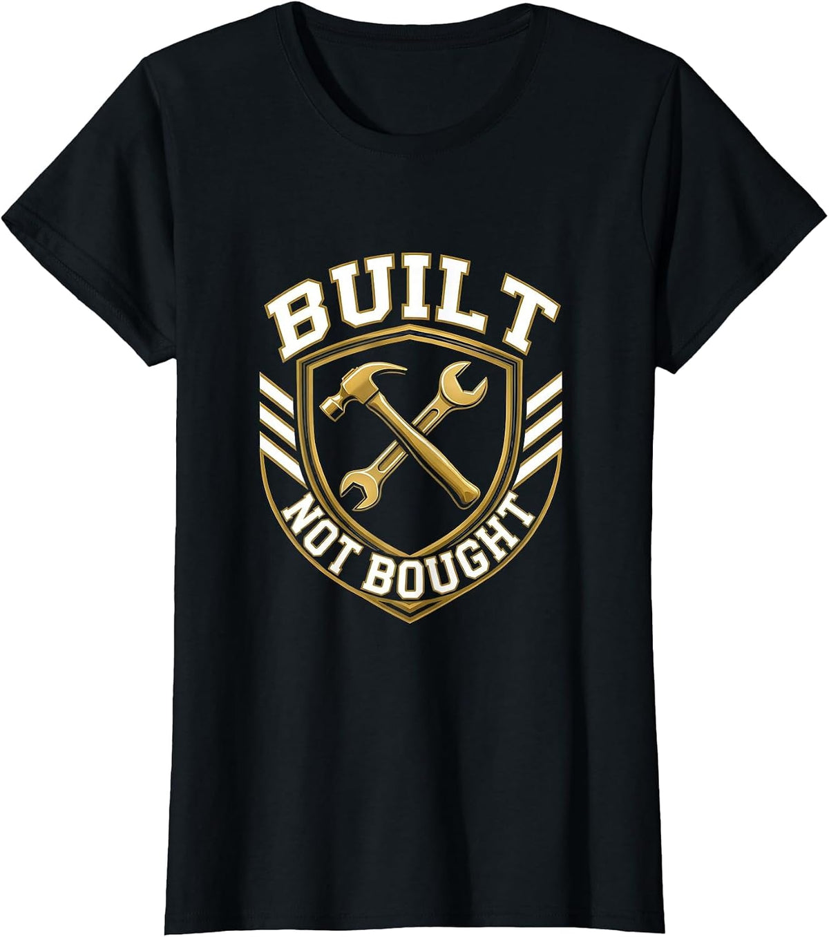 Built Not Bought Blue Collar Worker Design T-Shirt - Black