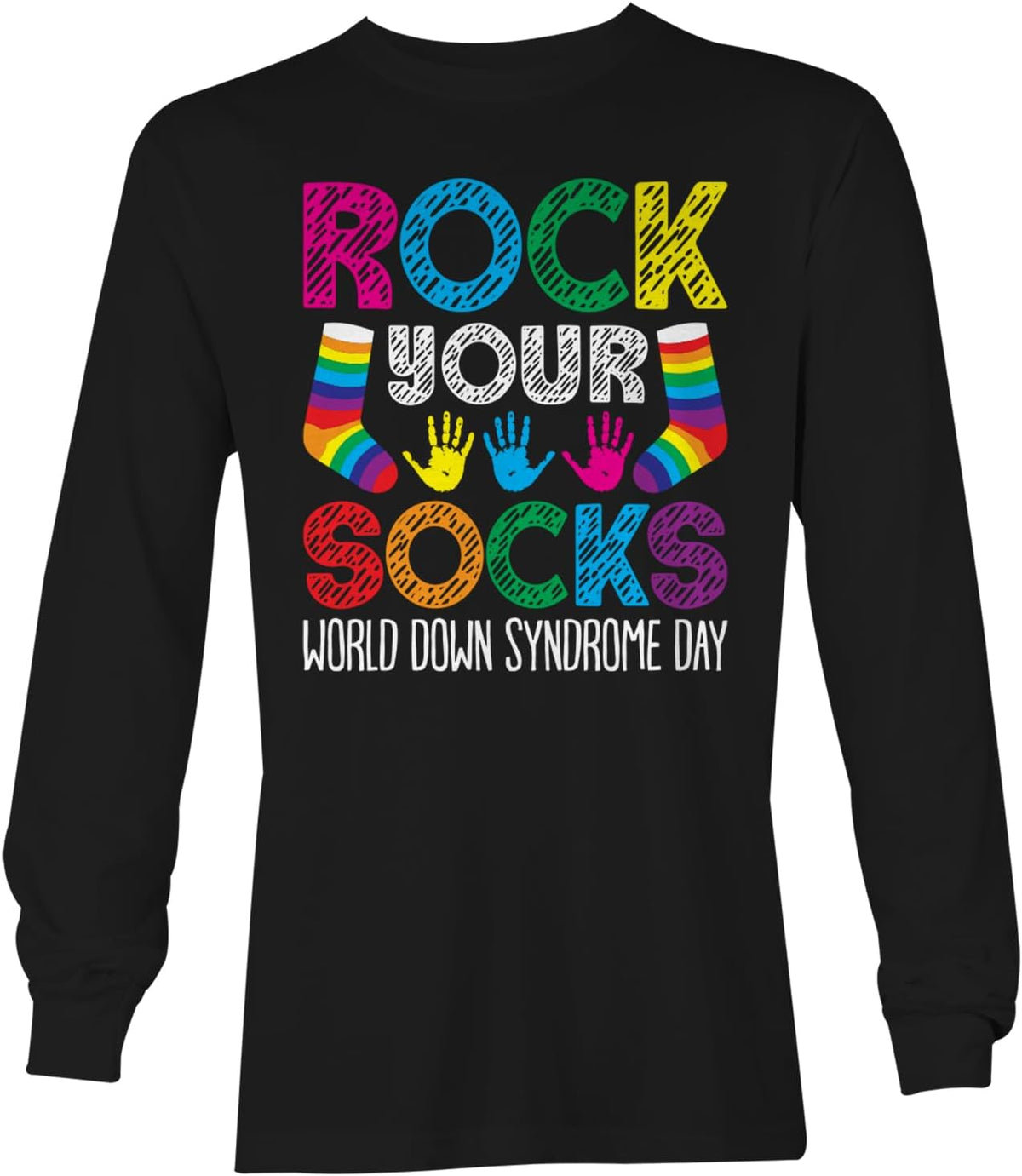 Rock Your Socks World Down Syndrome Day - Unisex Long Sleeve Shirt - Black