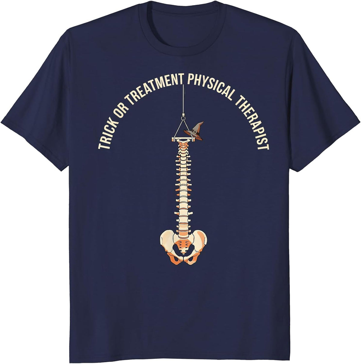 Men's Trick Or Treatment Physical Therapist Halloween PT T-Shirt - Navy Blue