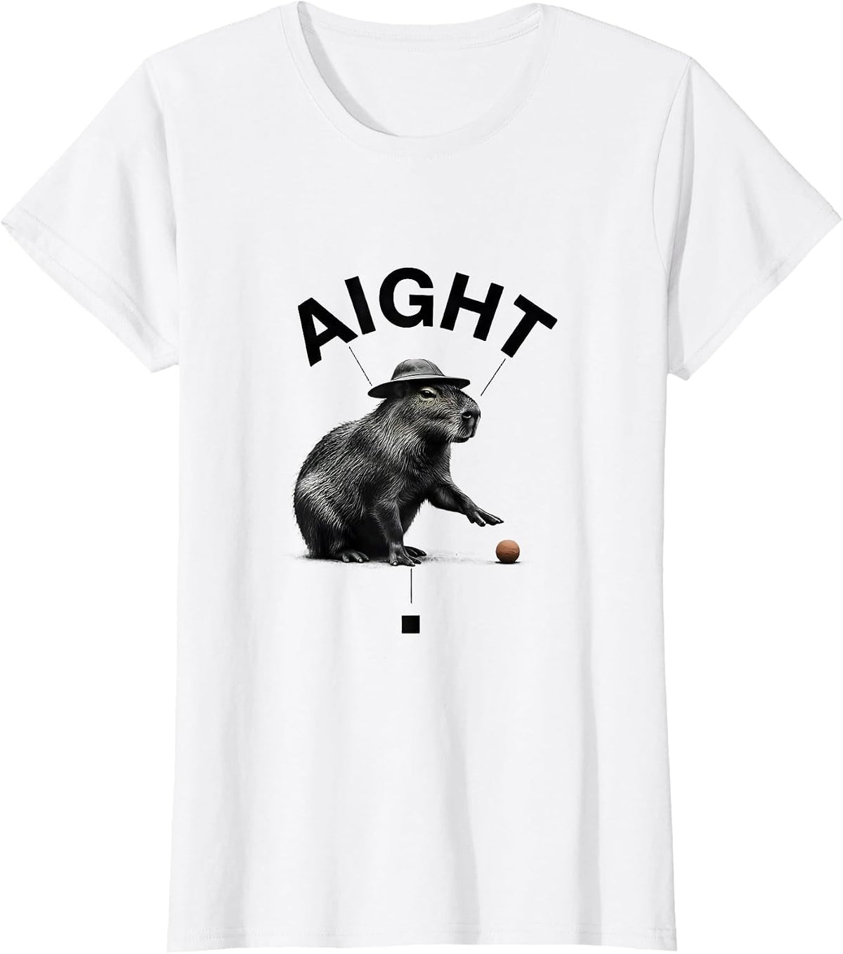 aight Minimal Capybara Meme Animal Humor Funny T-Shirt - White