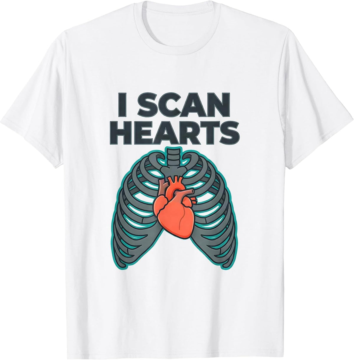 Men's I Scan Hearts Funny Radiology Tech Valentine Skeleton Humor T-Shirt - White