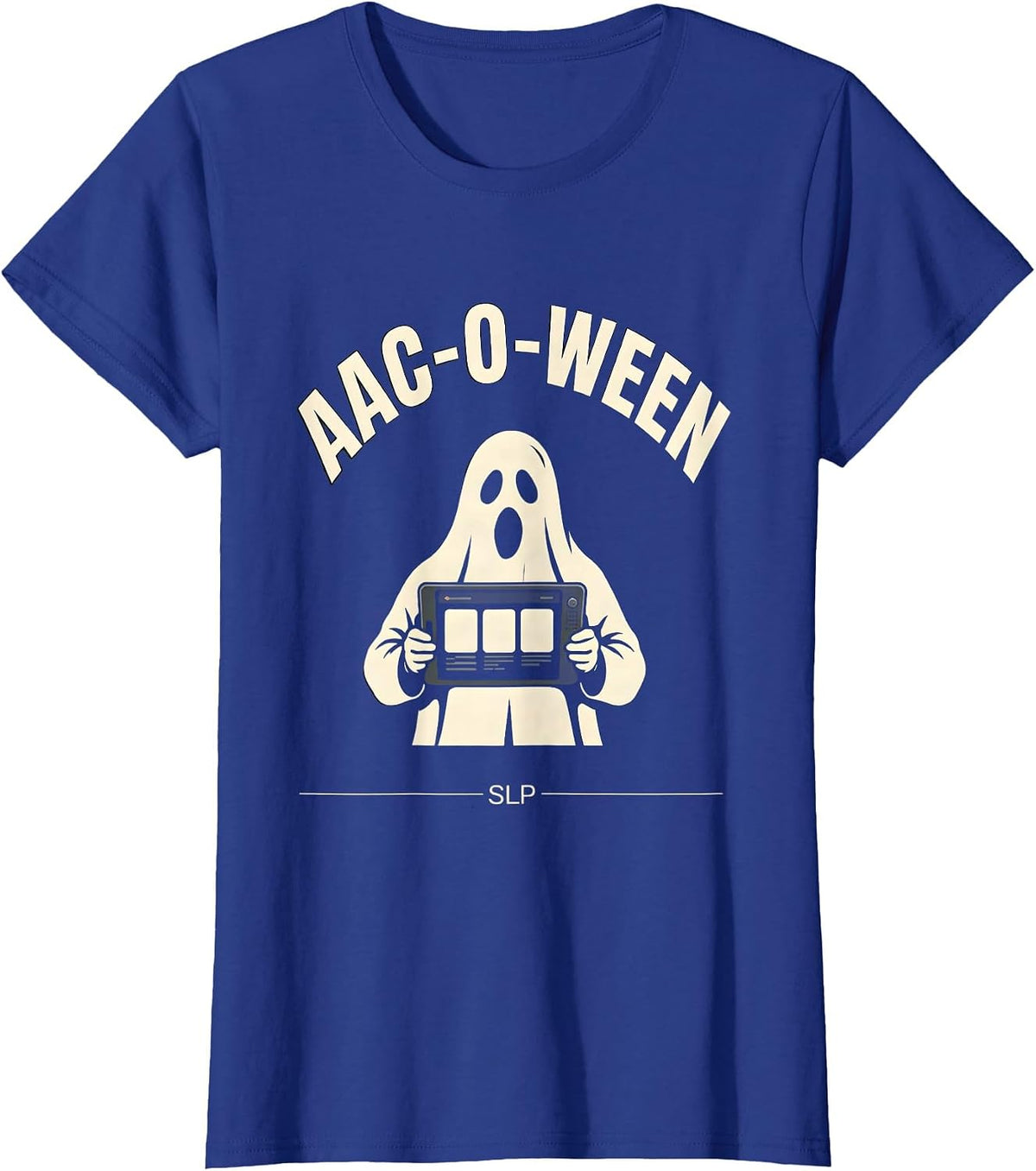 Women's AAC-O-Ween SLP Speech Language Pathology Halloween Therapist T-Shirt - Royal Blue