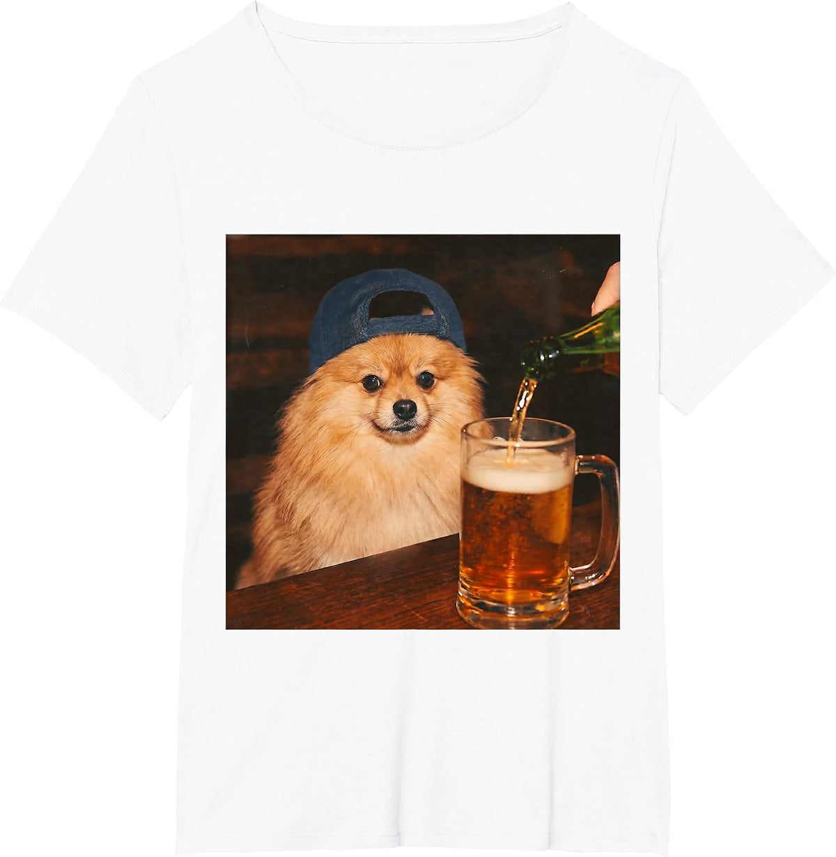 Pomeranian Drinking Beer Shirt Funny Fathers Day Dog Meme T-Shirt - White