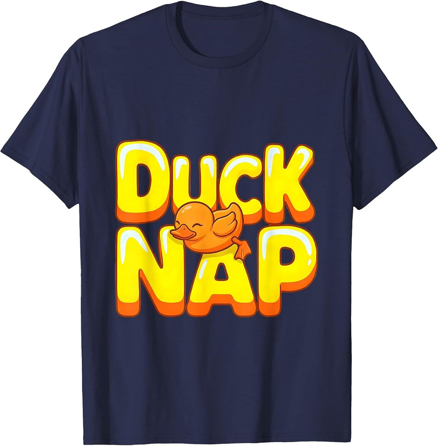 Ducknap Cute Sleeping Duck Pajama Animal Lover Gift T-Shirt - Navy Blue