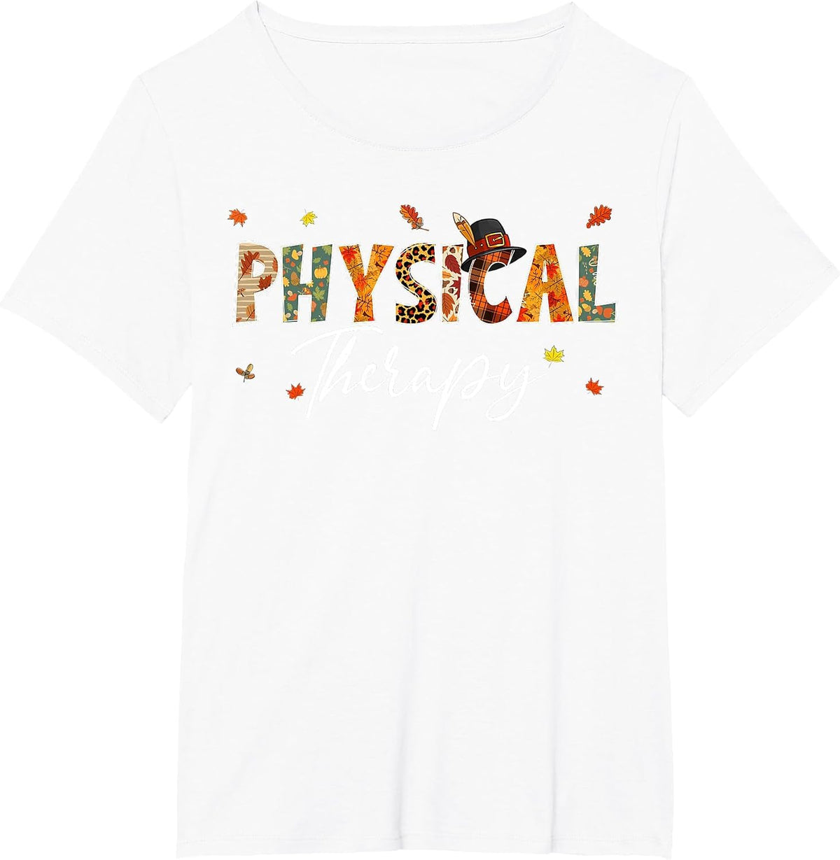 Funny Physical Therapy Pumpkin Autumn Tree Fall Leaves T-Shirt - White