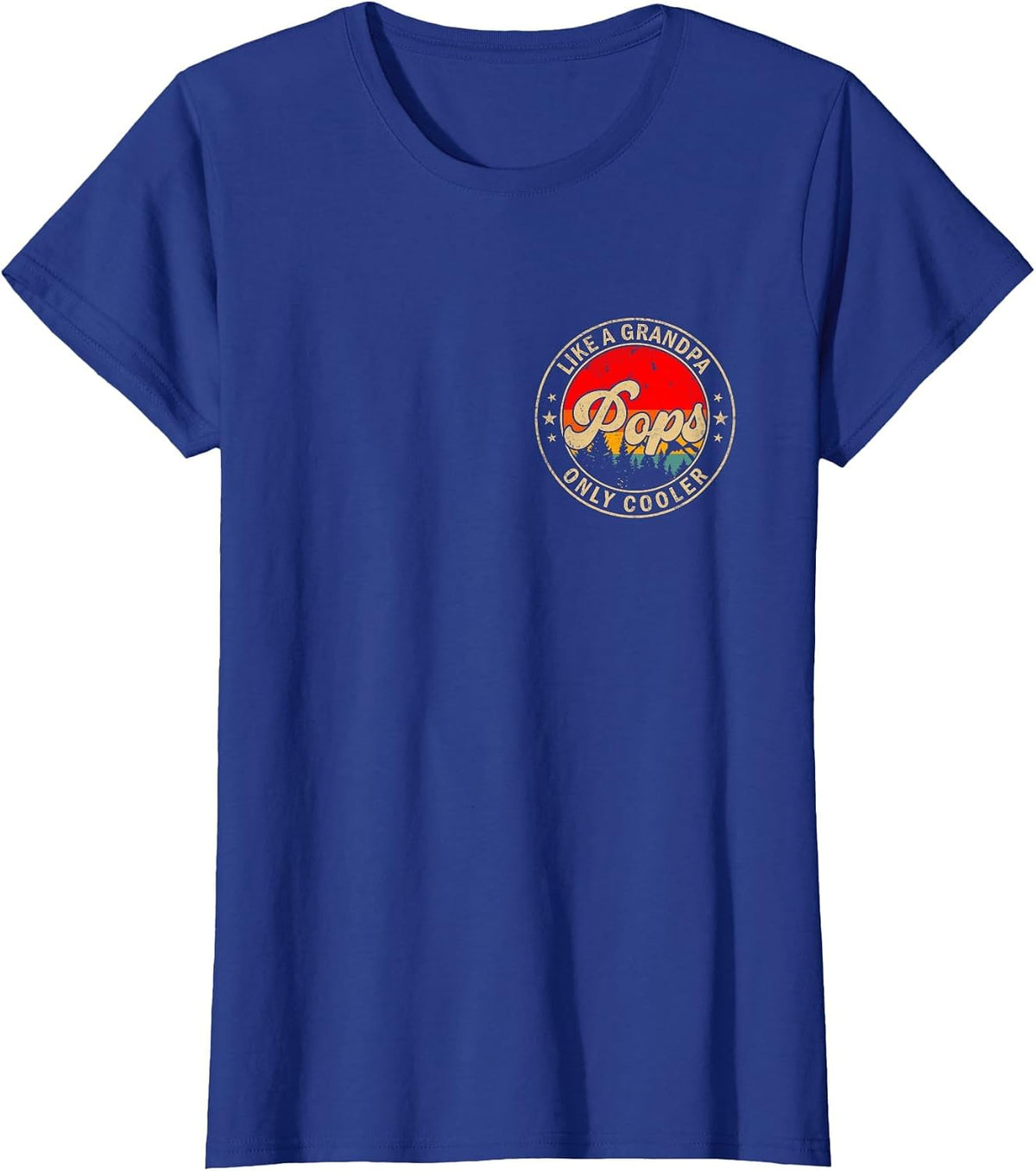 Pops Like A Grandpa Only Cooler Retro for Papa Grandpa T-Shirt - Royal Blue