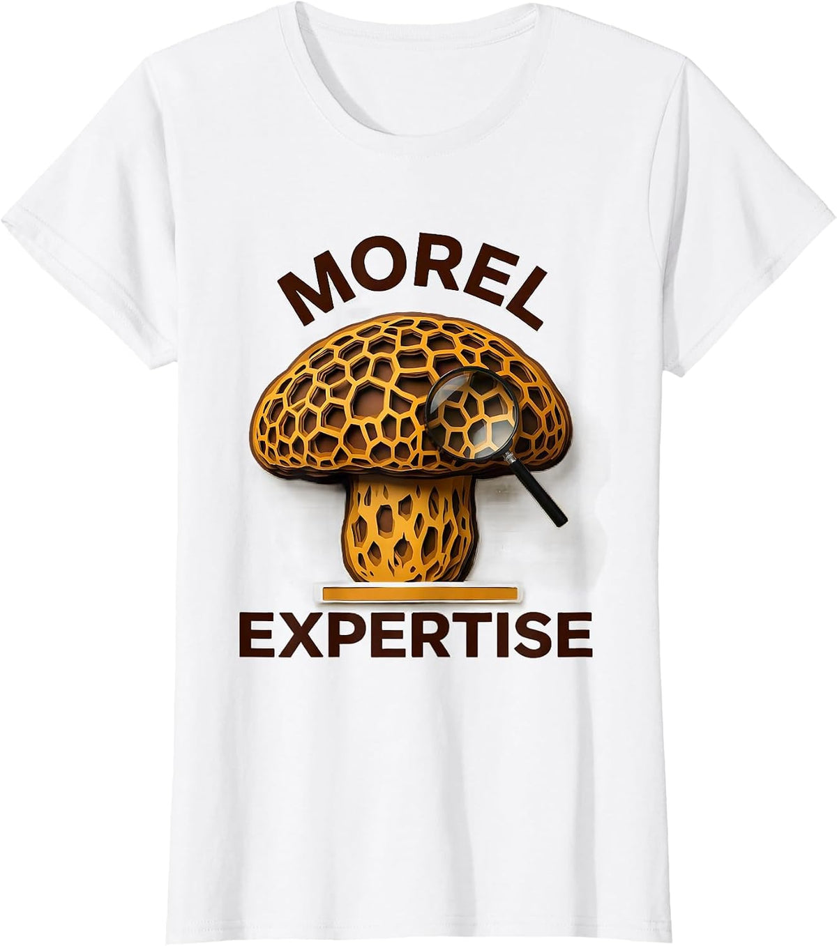 Women's Morel Expertise Retro Paper-Cutout Mushroom Forager Gift T-Shirt - White