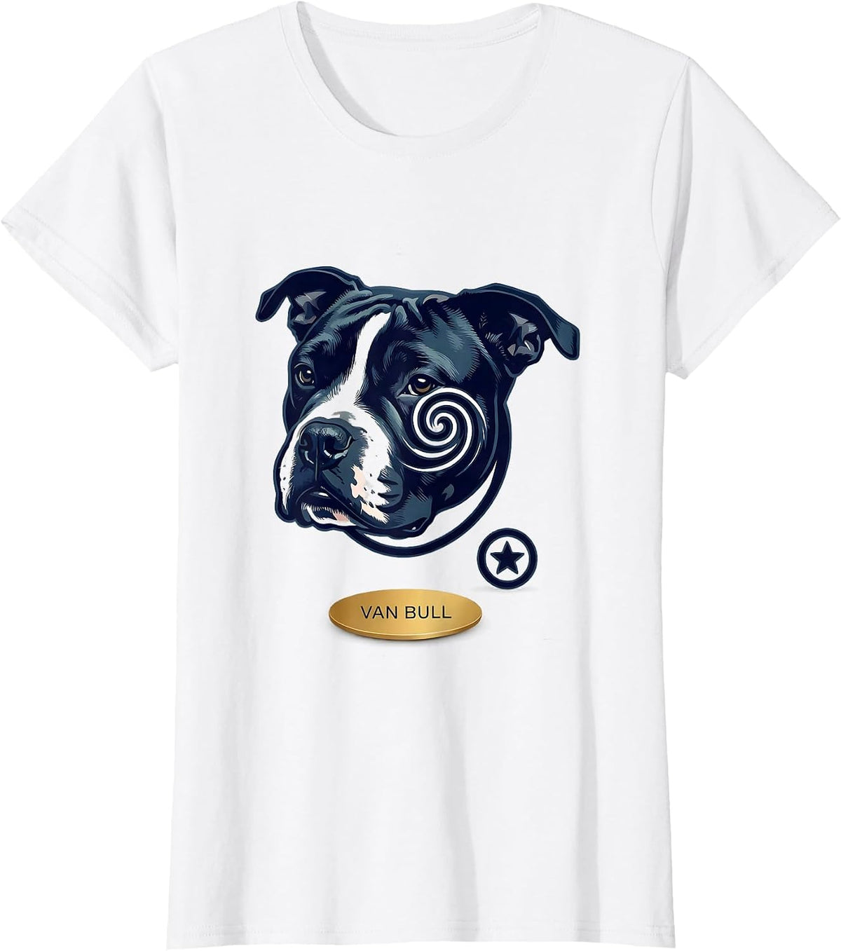 Women's Van Bull Minimalist Bull Terrier Van Gogh Starry Night Breed T-Shirt - White