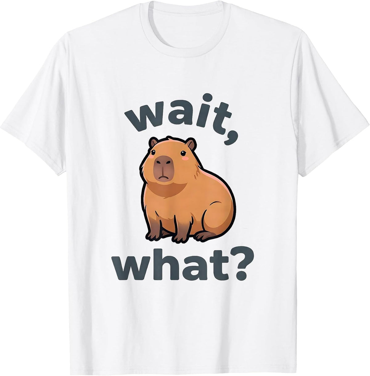 wait, what? Kawaii Capybara Anime Meme Humor T-Shirt - White