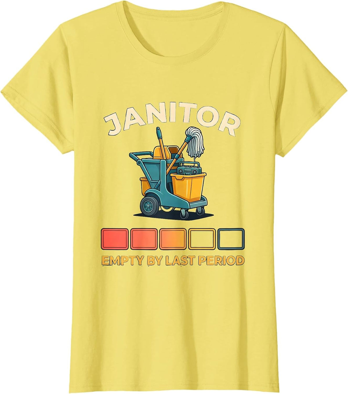 JANITOR Empty By Last Period Funny School Custodian T-Shirt - Lemon Yellow