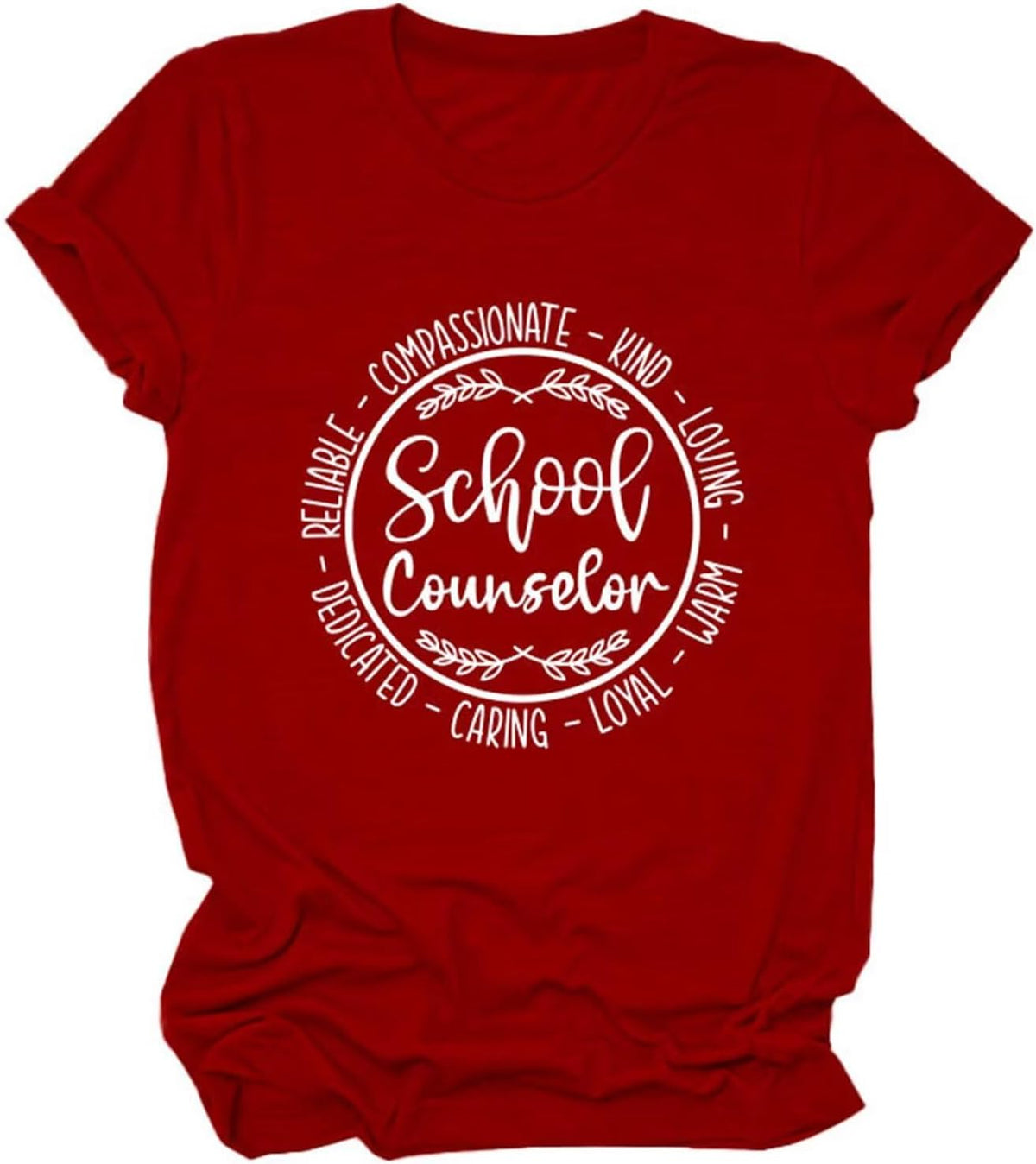 School Counselor Womens Tshirt Fun Graphic Tees Inspirational Quotes for Guidance Professionals Casual Tops - Red