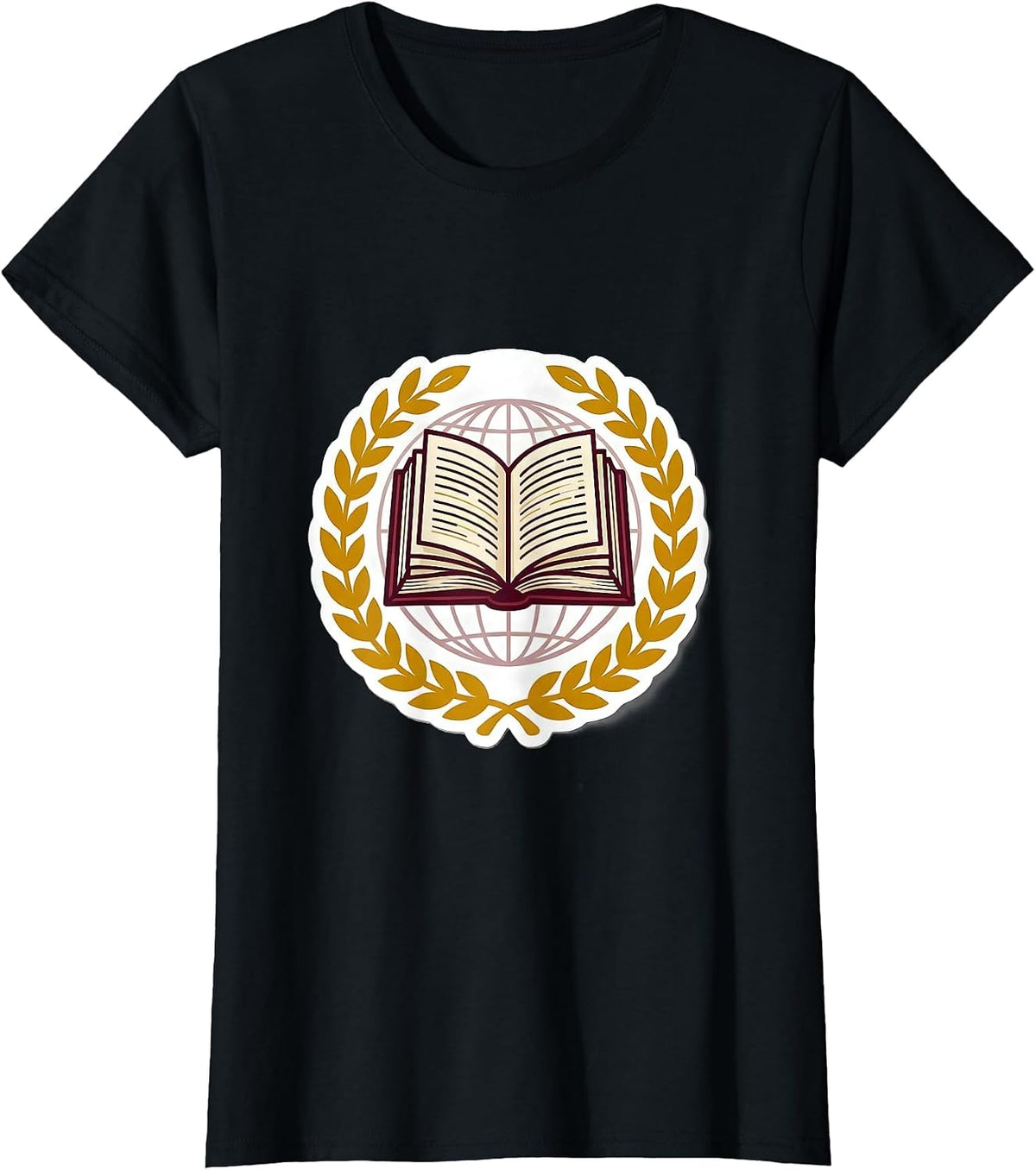 Women's Circular History Badge Teacher Classroom Sticker Style T-Shirt - Black