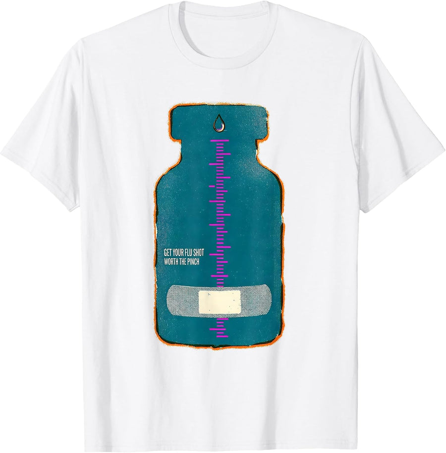 Men's Get Your Flu Shot—Worth The Pinch Funny Nurse Doctor T-Shirt - White
