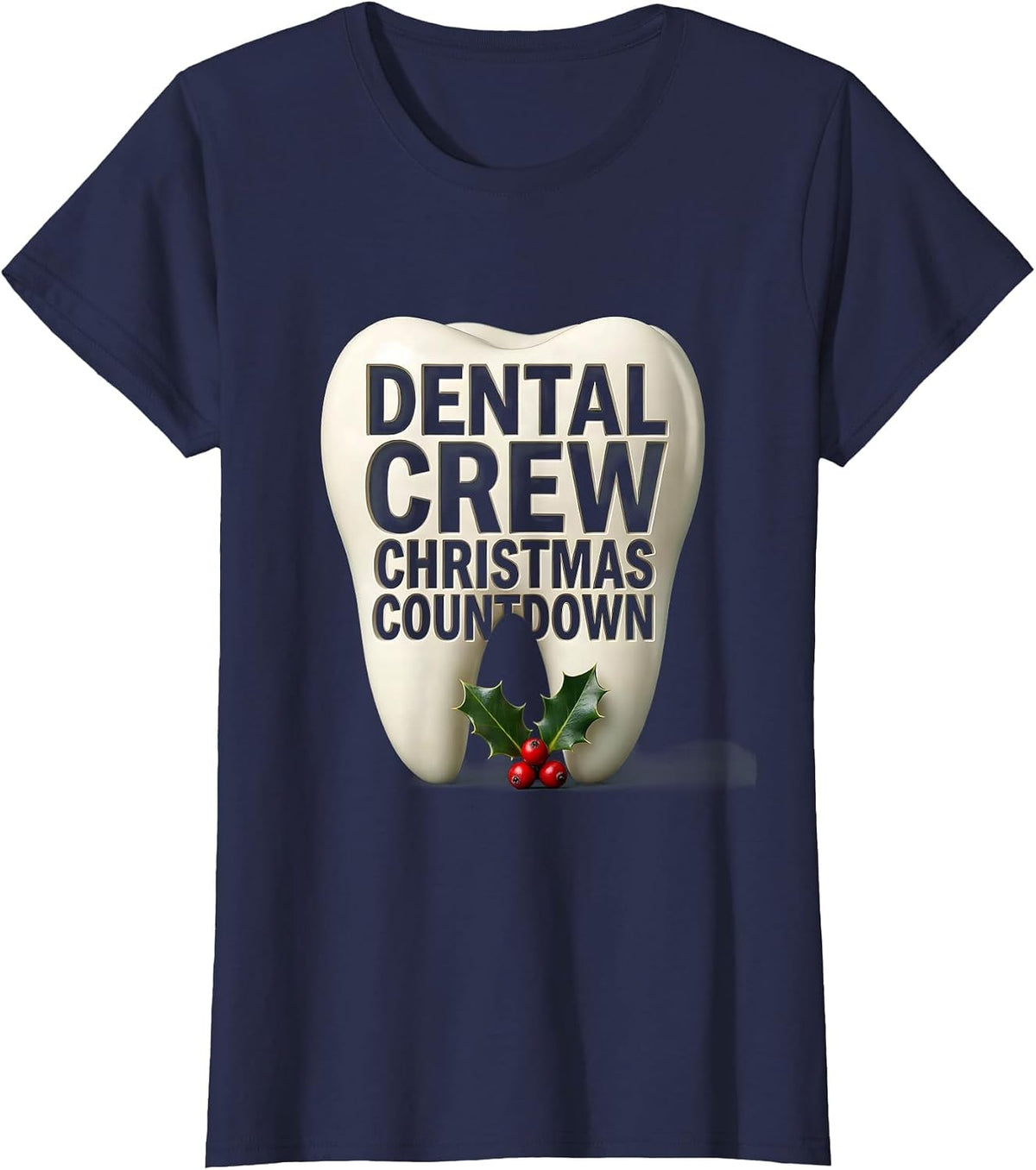Women's Dental Crew Christmas Countdown Funny Dentist Dental T-Shirt - Navy Blue