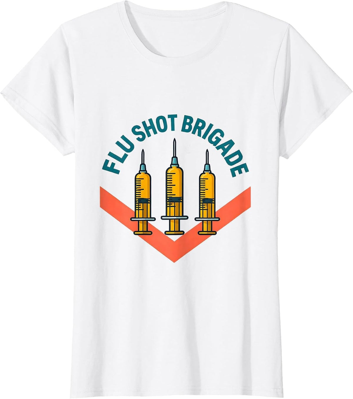 Flu Shot Brigade Funny Nurse Doctor Healthcare Worker Humor T-Shirt - White