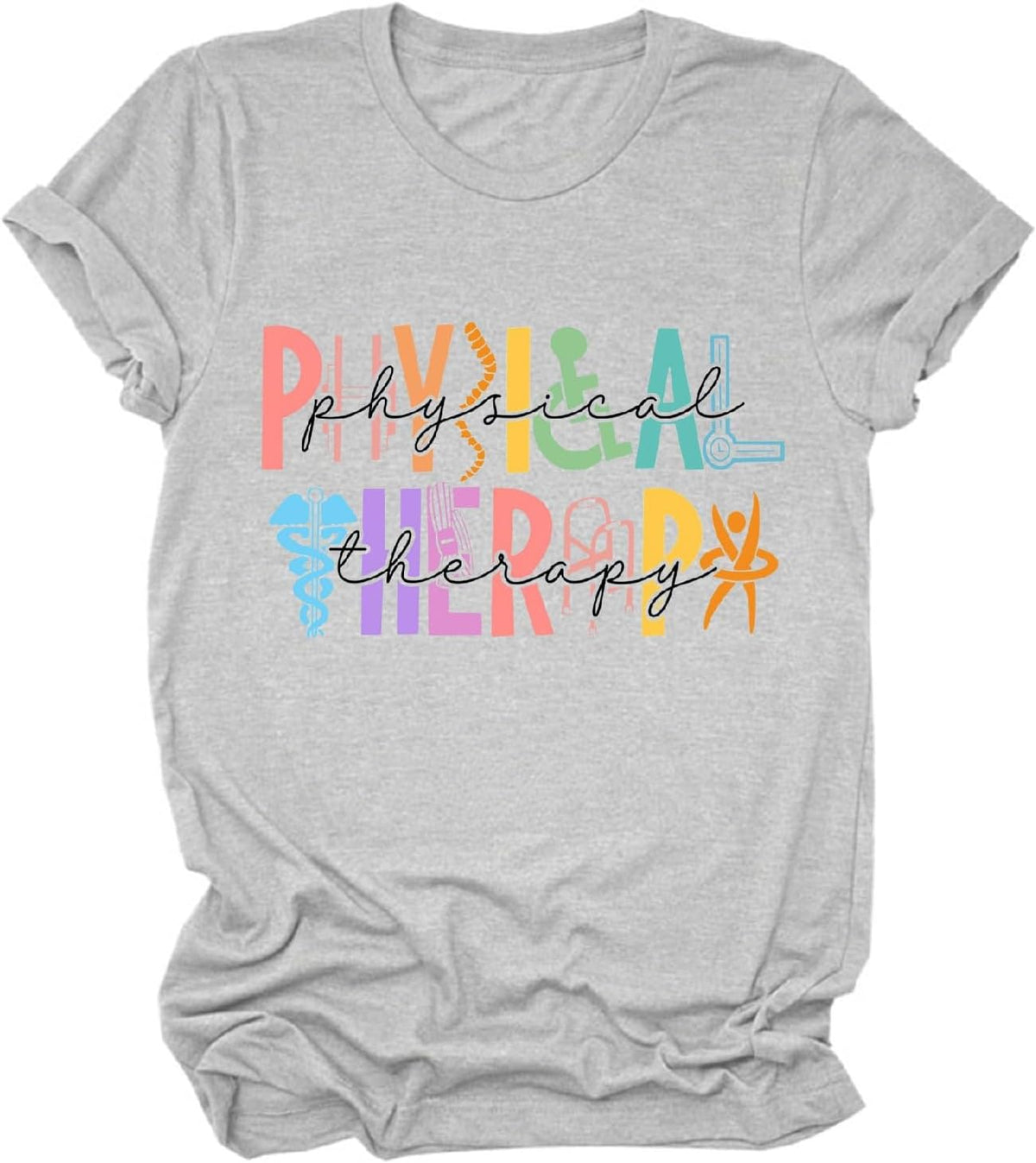 Physical Therapy Shirt Women Physical Therapist Graphic Tees Tops Pt Teacher T-Shirt Pediatric Physical Therapy Tshirt - Grey