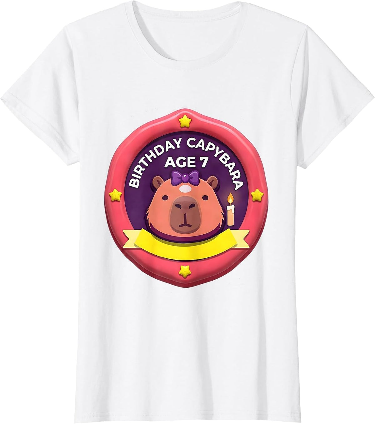 Birthday Capybara Age 7 Kawaii Cute Animal Lover Gift T-Shirt - White