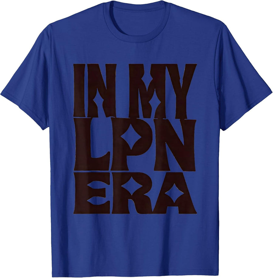 In My LPN Era Groovy Retro Floral Novelty Humor T-Shirt - Royal Blue