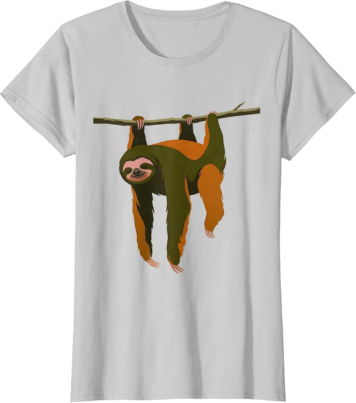 Sloth Hanging Relaxed Funny Animal Lover Gift T-Shirt - Silver Grey