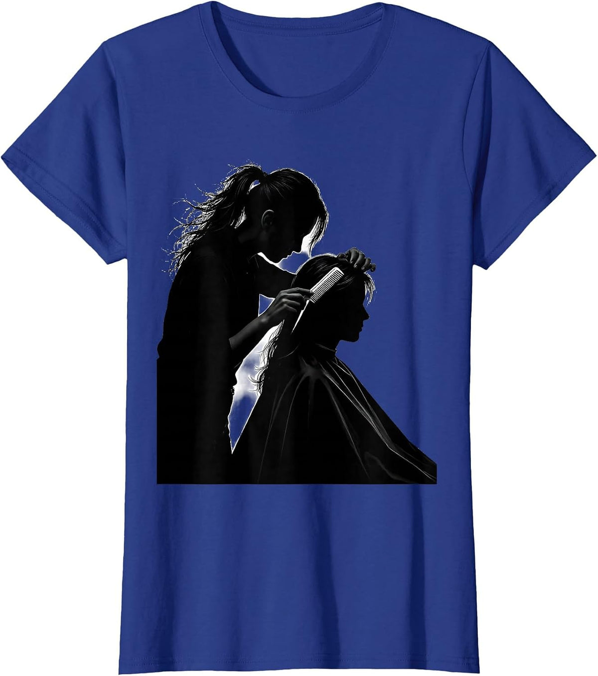 Women's Silhouette Barber Gift Hair Stylist Humor T-Shirt - Royal Blue