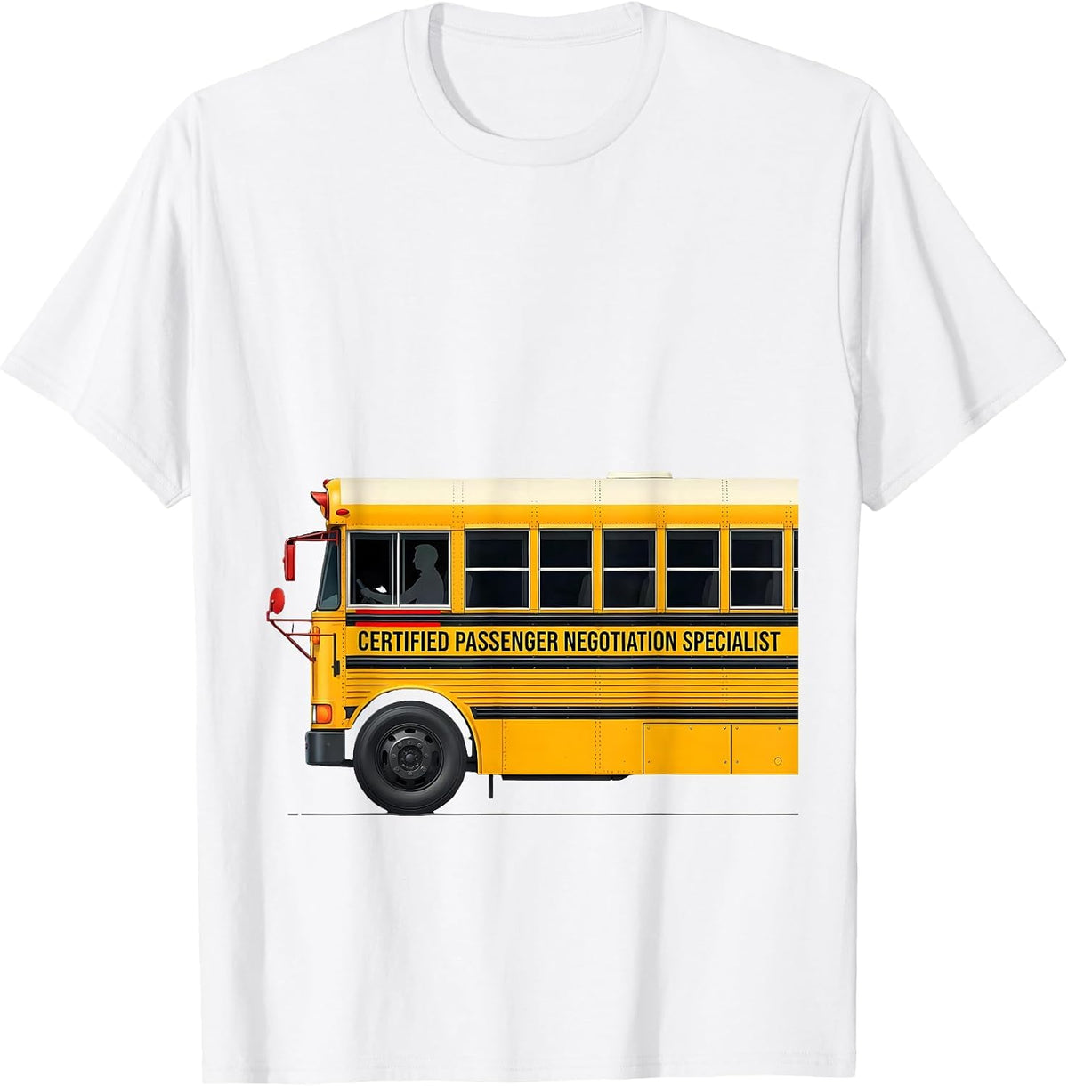 Men's Certified Passenger Negotiation Specialist Funny School Bus T-Shirt - White