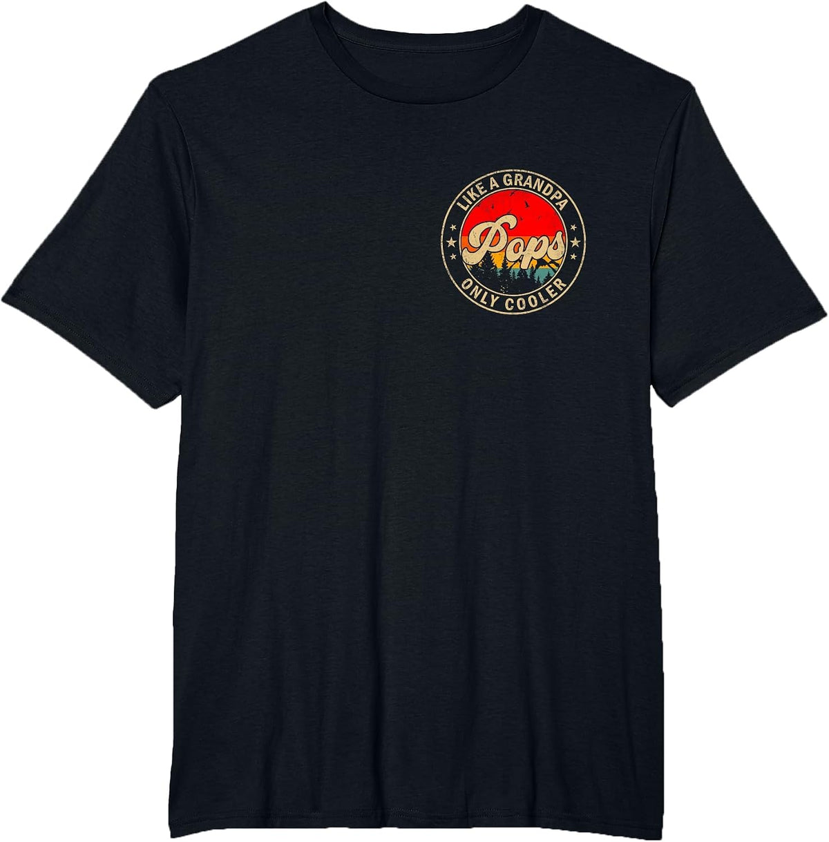 Pops Like A Grandpa Only Cooler Retro for Papa Grandpa T-Shirt - Black