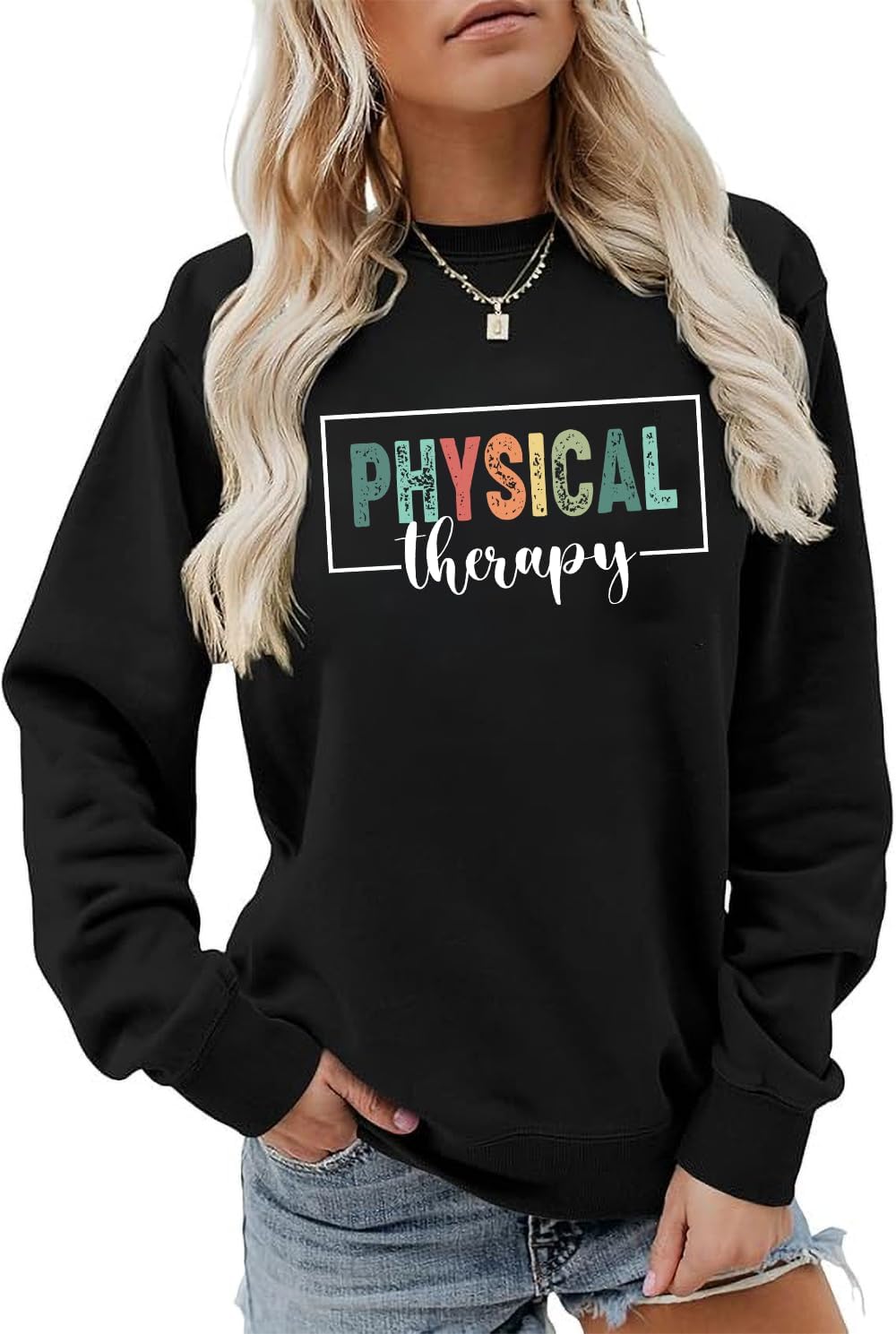Physical Therapy Sweatshirt Physical Therapist Hoodie Novelty Sweatshirt Long Sleeve Pullover Tops - Black