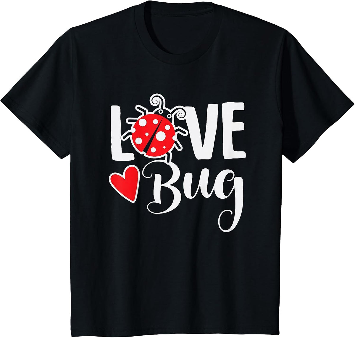Love Bug Cute Valentine's Day Party Ladybug T-Shirt - Black