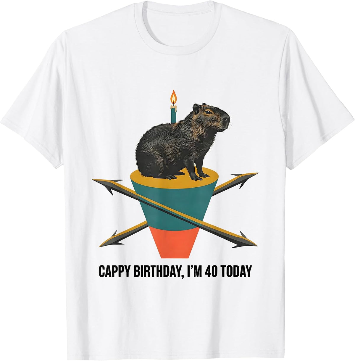 Men's Cappy Birthday I'm 40 Today Kawaii Capybara Birthday Gift T-Shirt - White