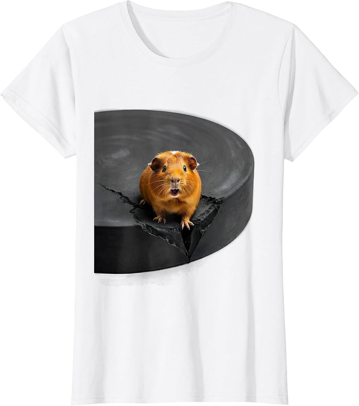 Oversized Guinea Pig Minimalist Pet Lover Humor T-Shirt - White