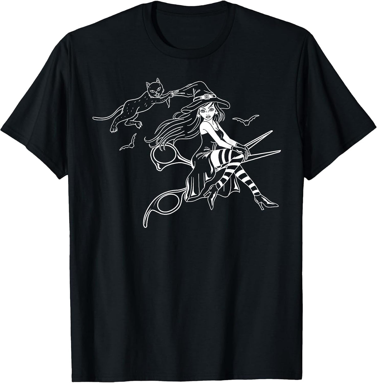 Scissors Hairdresser Witch Cute Halloween Hair Salon Team T-Shirt - Black