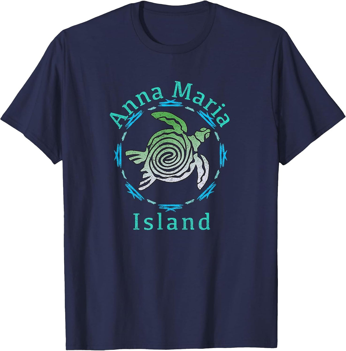 Anna Maria Island Vintage Tribal Turtle T-Shirt T-Shirt - Navy Blue