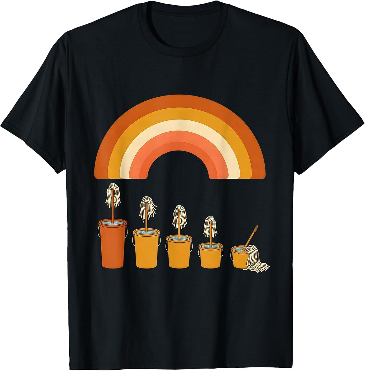 Men's Mop Crew Retro 70s School Custodian Appreciation T-Shirt - Black