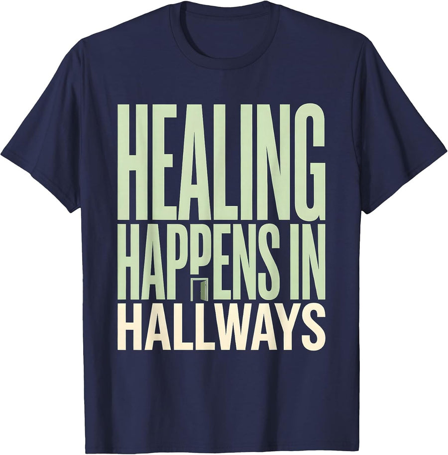 Healing Happens In Hallways School Psychologist T-Shirt - Navy Blue
