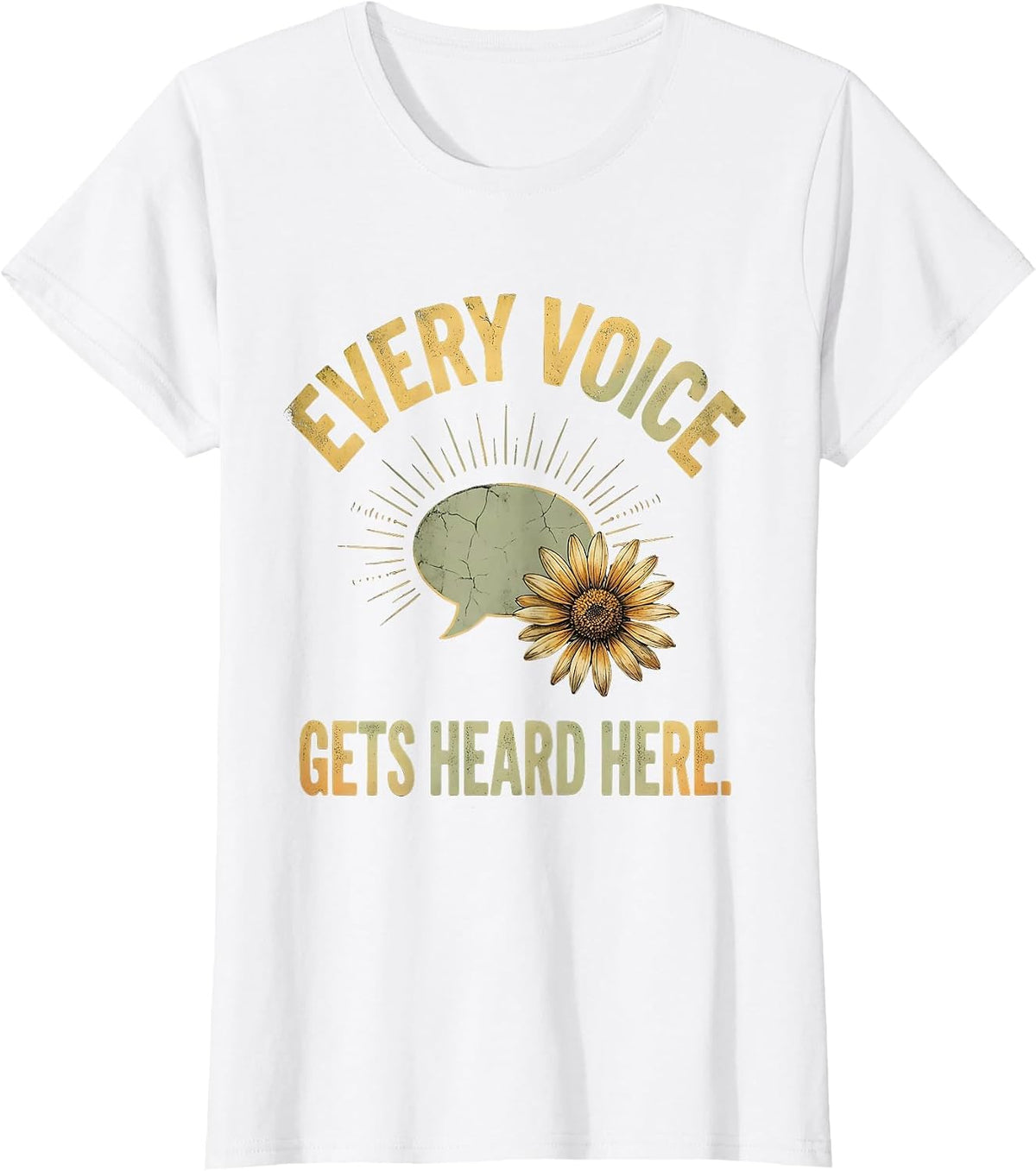 Every Voice Gets Heard Here Boho Summer SLP Speech Therapist T-Shirt - White