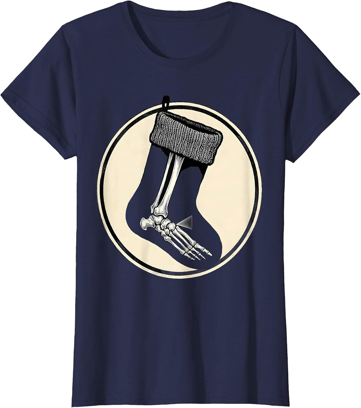 Women's Christmas Stocking Radiology Tech Scratchboard Xray Tech T-Shirt - Navy Blue