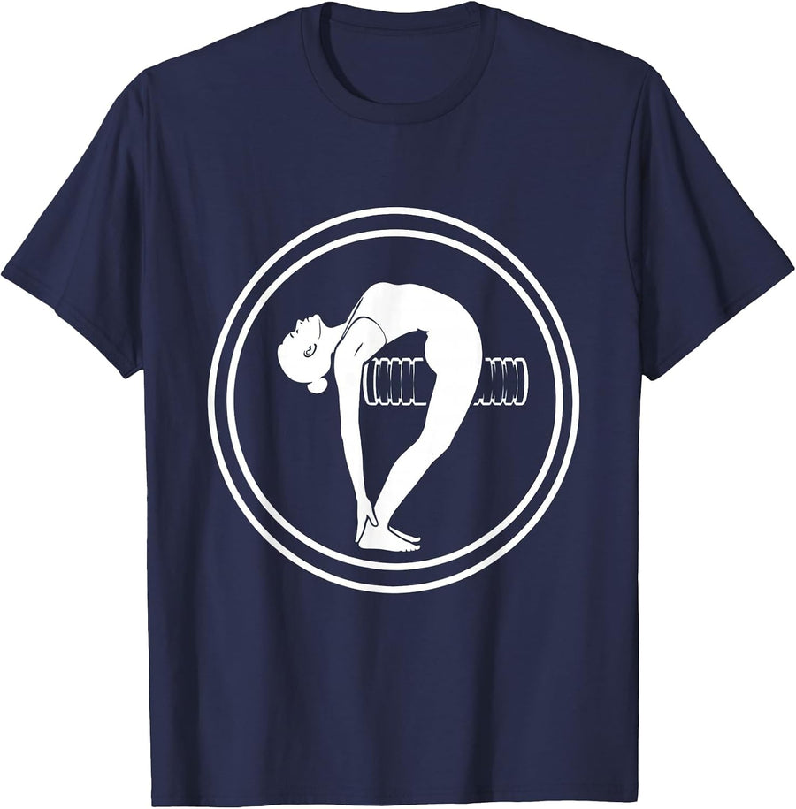 Pilates Bridge Over Foam Roller Graphic Tee T-Shirt - Navy Blue