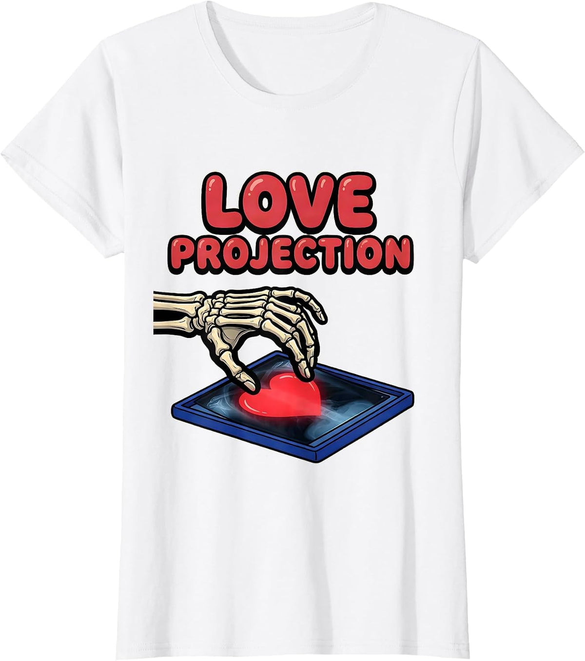 Love Projection Funny Radiology Tech Skeleton Valentine T-Shirt - White