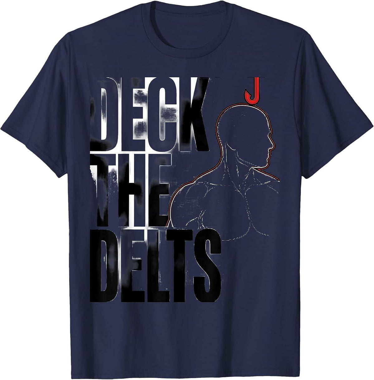 Deck The Delts Funny Physical Therapist Christmas Rehab T-Shirt - Navy Blue